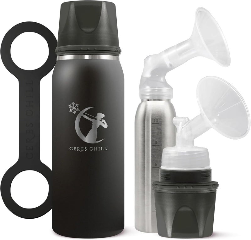 CERES CHILL OG Breastmilk Chiller & Warmer – 12–34oz Portable Breast Milk Cooler, Storage & Baby Bottle for Travel, Work or On-The-Go – Pump Compatible Container – 0 Dark 30 Midnight Black - Image 1